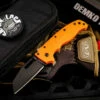 Demko Knives AD20.5 Shark Foot Shark Lock Folding Knife Orange Grivory 3″ Black DLC -SANFORD CUSTOM KNIVES Sales 1 597