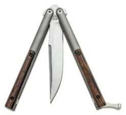 Biegler Bladeworks Custom Corsair Balisong Butterfly Knife 4.375″ D2 Satin Clip Point Blade, Milled Titanium Handles With Soft Tail Wenge Wood Inlays 8 Biegler Bladeworks Custom Corsair Balisong Butterfly Knife 4.375″ D2 Satin Clip Point Blade, Milled Titanium Handles With Soft Tail Wenge Wood Inlays -SANFORD CUSTOM KNIVES Sales BGWCSD2WNG 3