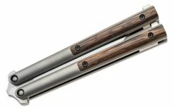 Biegler Bladeworks Custom Corsair Balisong Butterfly Knife 4.375″ D2 Satin Clip Point Blade, Milled Titanium Handles With Soft Tail Wenge Wood Inlays 9 Biegler Bladeworks Custom Corsair Balisong Butterfly Knife 4.375″ D2 Satin Clip Point Blade, Milled Titanium Handles With Soft Tail Wenge Wood Inlays -SANFORD CUSTOM KNIVES Sales BGWCSD2WNG 4