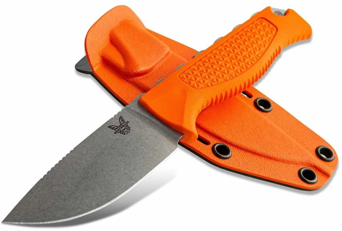 Benchmade Hunt Steep Country Fixed Blade Knife 3.54″ S30V Drop Point, Orange Santoprene Handles, Boltaron Sheath – 15006 6 Benchmade Hunt Steep Country Fixed Blade Knife 3.54″ S30V Drop Point, Orange Santoprene Handles, Boltaron Sheath – 15006 - Image 4