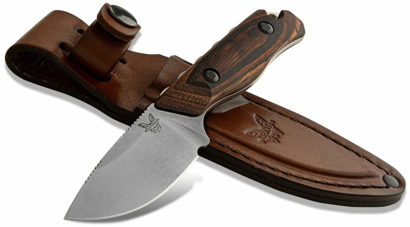 Benchmade Hunt Hidden Canyon Hunter Fixed Blade Knife 2.79″ S30V Drop Point, Stabilized Wood Handles, Leather Sheath – 15017 7 Benchmade Hunt Hidden Canyon Hunter Fixed Blade Knife 2.79″ S30V Drop Point, Stabilized Wood Handles, Leather Sheath – 15017 - Image 5