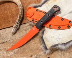 Benchmade Hunt Meatcrafter 2 Fixed Blade Knife 6.08″ CPM-S45VN Orange Cerakoted Trailing Point, Carbon Fiber Handles, Boltaron Sheath – 15500OR-2 -SANFORD CUSTOM KNIVES Sales BM15500OR2 LSR40 1