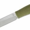 Benchmade Leuku Fixed Blade Bushcraft Knife 5.19″ CPM-3V Satin Drop Point, Ranger Green Santoprene Handles, Leather Sheath – 202 -SANFORD CUSTOM KNIVES Sales BM202 1