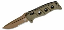 Benchmade 2750SFE-2 Shane Sibert AUTO Adamas Folding Knife 3.78″ CruWear Flat Dark Earth Combo Blade, OD Green G10 Handles, Ballistic Nylon Sheath