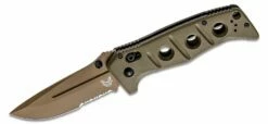 Benchmade 275SFE-2 Shane Sibert Adamas Folding Knife 3.78″ CruWear Flat Dark Earth Combo Blade, OD Green G10 Handles, Ballistic Nylon Sheath