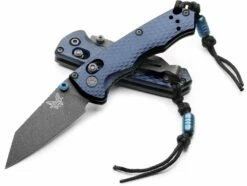 Benchmade 290BK Full Immunity AXIS Folding Knife 2.49″ CPM-M4 Cobalt Black Wharncliffe Blade, Crater Blue Billet Aluminum Handles