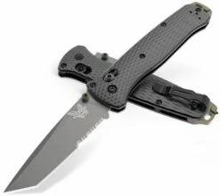 Benchmade 537SGY-03 Bailout AXIS Folding Knife 3.38″ CPM-M4 Tungsten Gray Tanto Combo Blade, Black Aluminum Handles