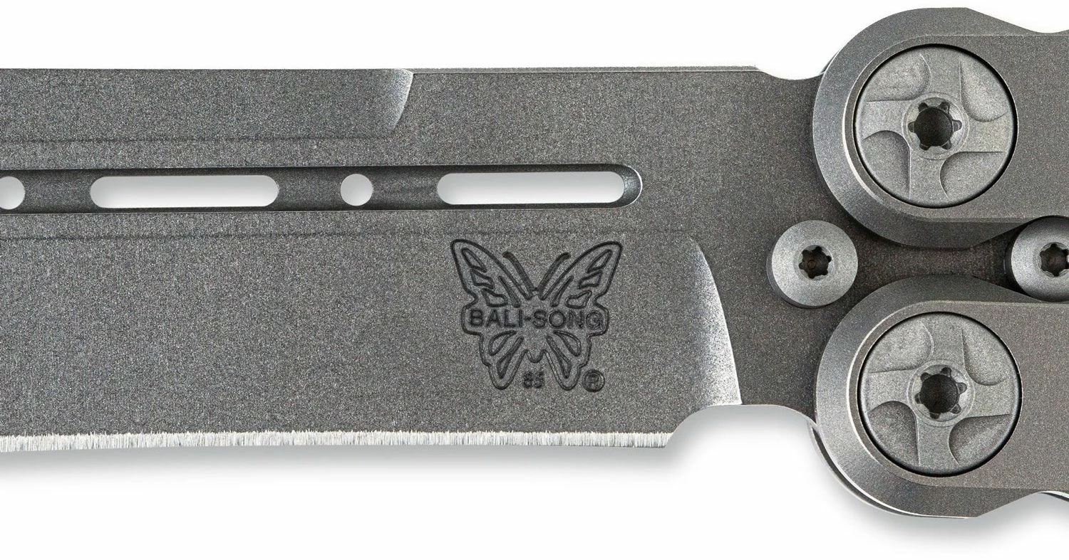 Benchmade 85 Billet Ti Balisong Butterfly 4.4″ CPM-S30V Drop Point Blade, Titanium Handles, Magnetic Latch, Nylon Pouch 5 Benchmade 85 Billet Ti Balisong Butterfly 4.4″ CPM-S30V Drop Point Blade, Titanium Handles, Magnetic Latch, Nylon Pouch - Image 3