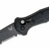 Benchmade 9070SBK Claymore AUTO Folding Knife 3.6″ CPM-D2 Cobalt Black Drop Point Combo Blade, Black Grivory Handles -SANFORD CUSTOM KNIVES Sales BM9070SBKnn