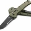 Benchmade 9071SBK-1 Claymore AUTO Folding Knife 3.6″ CPM-D2 Cobalt Black Tanto Combo Blade, Ranger Green Grivory Handles -SANFORD CUSTOM KNIVES Sales BM9071SBK1 temp01