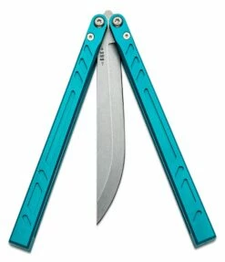 BRS Bladerunners Systems Barebones Balisong Butterfly Knife 4.5″ 154CM Stonewashed Bayonet Blade, Blue Channel Milled Aluminum Handles – Bushing Pivot 8 BRS Bladerunners Systems Barebones Balisong Butterfly Knife 4.5″ 154CM Stonewashed Bayonet Blade, Blue Channel Milled Aluminum Handles – Bushing Pivot -SANFORD CUSTOM KNIVES Sales BRSBBALCBL 3