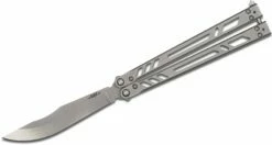 BRS Bladerunners Systems Barebones Balisong Butterfly Knife, Clip Point Blade, Skeletonized Stainless Steel Handles