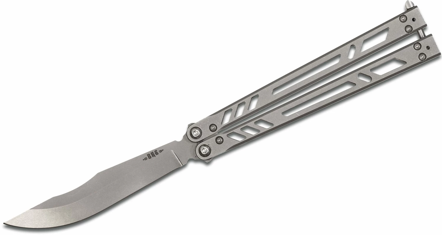 BRS Bladerunners Systems Barebones Balisong Butterfly Knife, Clip Point Blade, Skeletonized Stainless Steel Handles 3 BRS Bladerunners Systems Barebones Balisong Butterfly Knife, Clip Point Blade, Skeletonized Stainless Steel Handles