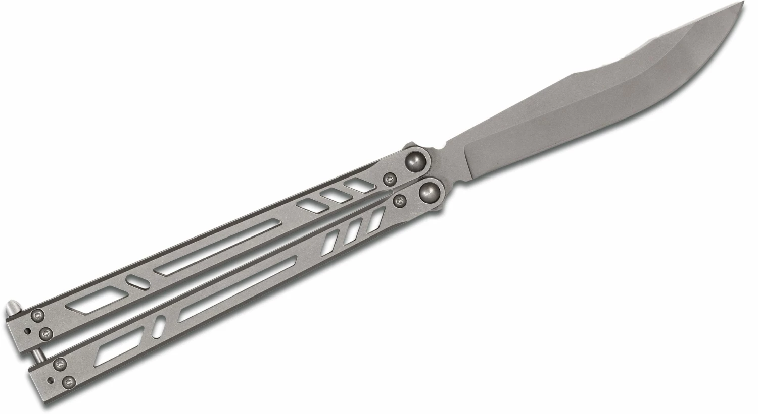 BRS Bladerunners Systems Barebones Balisong Butterfly Knife, Clip Point Blade, Skeletonized Stainless Steel Handles 4 BRS Bladerunners Systems Barebones Balisong Butterfly Knife, Clip Point Blade, Skeletonized Stainless Steel Handles - Image 2
