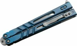 BRS Bladerunners Systems Premium Alpha Beast Balisong Butterfly 4.5″ 154CM Clip Point Blade, Blue Anodized Titanium Handles -SANFORD CUSTOM KNIVES Sales BRSPABBLUtc