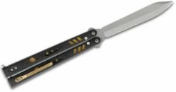 BRS Bladerunners Systems Premium Replicant Balisong Butterfly 4.55″ 154CM Alt Blade, Black G10 Handles, Gold Liners And Clip -SANFORD CUSTOM KNIVES Sales BRSPRPLCTBKALTa