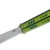 BRS Bladerunners Systems Premium Replicant Balisong Butterfly 4.55″ 154CM Clip Point Tanto Blade, Green G10 Handles, Blue Liners And Clip