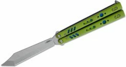 BRS Bladerunners Systems Premium Replicant Balisong Butterfly 4.55″ 154CM Clip Point Tanto Blade, Green G10 Handles, Blue Liners And Clip