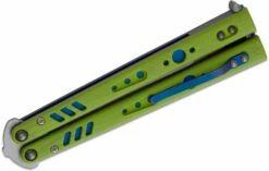 BRS Bladerunners Systems Premium Replicant Balisong Butterfly 4.55″ 154CM Clip Point Tanto Blade, Green G10 Handles, Blue Liners And Clip -SANFORD CUSTOM KNIVES Sales BRSPRPLCTGN 3