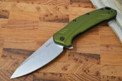 Kershaw Link 1776OLSW – Stonewashed 20CV Blade / Olive Green Aluminum Handle