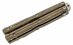 Emerson Custom Bali-Dragon Bowie Butterfly Knife 4″ Stonewashed Recurve Clip Point Blade With Wave, Maple Richlite Handles – Balisong -SANFORD CUSTOM KNIVES Sales EMCUSTOMBALIDBMnb