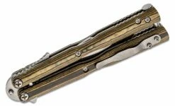 Emerson Custom Bali-Dragon Bowie Butterfly Knife 4″ Stonewashed Recurve Clip Point Blade With Wave, Maple Richlite Handles – Balisong -SANFORD CUSTOM KNIVES Sales EMCUSTOMBALIDBMnc