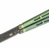 EOS Trident Balisong Butterfly Knife 4.15″ S30V Black Harpoon Blade, Antique Green Milled Titanium Handles, Bronze Hardware -SANFORD CUSTOM KNIVES Sales EOSTRDTAGRBK 1