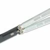 EOS Trident Balisong Butterfly Knife 4.15″ S30V Black Harpoon Blade, White Milled Titanium Handles, Bronze Hardware -SANFORD CUSTOM KNIVES Sales EOSTRDTWHT 1