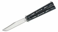 EPS Knives G10 Wraith Balisong Butterfly 4.6″ 154CM Satin Bowie Blade, Black G10 Handles – Bushing Pivot
