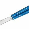EPS Knives G10 Wraith Balisong Butterfly 4.6″ 154CM Satin Bowie Blade, Blue G10 Handles – Bushing Pivot