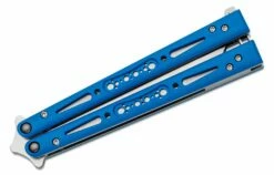 EPS Knives G10 Wraith Balisong Butterfly 4.6″ 154CM Satin Bowie Blade, Blue G10 Handles – Bushing Pivot -SANFORD CUSTOM KNIVES Sales EPSWRTHG10BL 4
