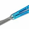 Heibel Knives Invictus Balisong #96 Butterfly Knife 4.75″ RWL-34 Acid Washed Harpoon Blade, Blue Integral Tapered Full Channel Titanium Handles -SANFORD CUSTOM KNIVES Sales HEIINV96 1