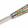 Joseph Hansen Custom Solo #080 Butterfly Knife 4.5″ S35VN Zirblasted Blade, Bacteria Anodized Sandwich Titanium Handles -SANFORD CUSTOM KNIVES Sales HMSOLO080 1