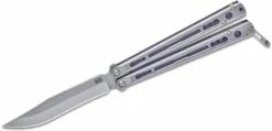 Hom Design Chimera Base Balisong Butterfly Knife 4.75″ CPM-S35VN Stonewashed Blade, Titanium Handles With G10 Liners