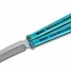 Hom Design Chimera Premium Balisong Butterfly Knife 4.75″ CPM-S35VN Satin Blade, Teal Titanium Handles With Carbon Fiber Liners