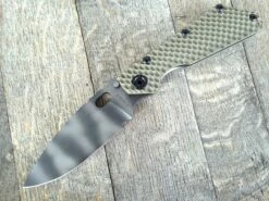 Strider SMF Knife Green G10 GG Gunner Grip (3.9″ Tiger Stripe Plain)
