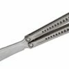 JK Designs Custom Embargo #047 Butterfly Knife 4.625″ S35VN Satin Blade, Zirblasted Sandwich Titanium Handles With Hole Pattern – Bushing Pivot