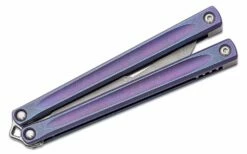 JK Designs Custom Embargo #067 Butterfly Knife 4.625″ S35VN Polished Blade, Purple Anodized Sandwich Titanium Handles – Bushing Pivot 9 JK Designs Custom Embargo #067 Butterfly Knife 4.625″ S35VN Polished Blade, Purple Anodized Sandwich Titanium Handles – Bushing Pivot -SANFORD CUSTOM KNIVES Sales JKDEMBARGO067 4