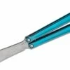 JK Designs Custom Embargo #151 Butterfly Knife 4.625″ S35VN Stonewashed Blade, Blue Anodized Sandwich Titanium Handles – Bushing Pivot -SANFORD CUSTOM KNIVES Sales JKDEMBARGO151 1