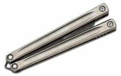 JK Designs Custom Embargo #161 Butterfly Knife 4.625″ S35VN Acid Washed Blade, Zirblasted Sandwich Titanium Handles – Bushing Pivot -SANFORD CUSTOM KNIVES Sales JKDEMBARGO161 4
