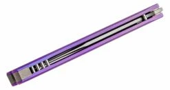 JK Designs Custom Embargo #187 Butterfly Knife 4.625″ S35VN Stonewashed Blade, Purple Anodized Sandwich Titanium Handles – Bushing Pivot -SANFORD CUSTOM KNIVES Sales JKDEMBARGO187 6