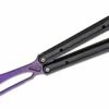 JK Designs Custom Orca Trainer Butterfly Knife 4.375″ Purple Titanium Blade, Integral Black G10 Handles – Bushing Pivot
