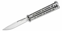 Kershaw 515020CV Lucha Balisong Butterfly Knife 4.6″ Stonewashed CPM-20CV Clip Point Blade, Stonewashed Stainless Steel Handles