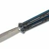 Kershaw 5150CF Lucha Balisong Butterfly Knife 4.6″ CPM-20CV Working Spear Point Blade, Carbon Fiber Handles With Blue Titanium Liners -SANFORD CUSTOM KNIVES Sales KS5150CF 1