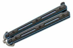 Kershaw 5150CF Lucha Balisong Butterfly Knife 4.6″ CPM-20CV Working Spear Point Blade, Carbon Fiber Handles With Blue Titanium Liners -SANFORD CUSTOM KNIVES Sales KS5150CF 4