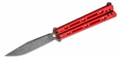 Kershaw 5150RDBW Lucha Balisong Butterfly Knife 4.6″ BlackWashed Sandvik 14C28N Clip Point Blade, Red Stainless Steel Handles