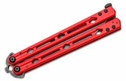 Kershaw 5150RDBW Lucha Balisong Butterfly Knife 4.6″ BlackWashed Sandvik 14C28N Clip Point Blade, Red Stainless Steel Handles -SANFORD CUSTOM KNIVES Sales KS5150RDBW 4