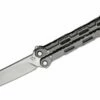 Mantis Dexter BladeXchange Balisong Butterfly Knife 4.33″ 154CM Satin Sheepsfoot Blade, Milled Bead Blasted Titanium Handles -SANFORD CUSTOM KNIVES Sales MNTBALIDEXTER 1
