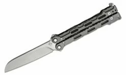 Mantis Dexter BladeXchange Balisong Butterfly Knife 4.33″ 154CM Satin Sheepsfoot Blade, Milled Bead Blasted Titanium Handles