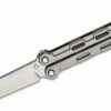 Mantis Flux BladeXchange Balisong Butterfly Knife 4.4″ 154CM Satin Tanto Blade, Milled Titanium Handles -SANFORD CUSTOM KNIVES Sales MNTBALIFLUX 1